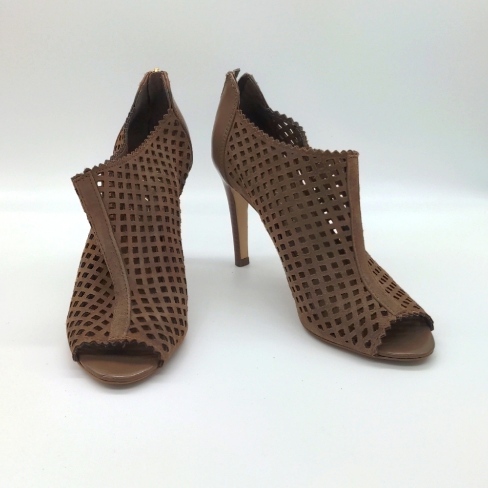 Marc Fisher Lazer Eyelet Peep Toe Heeled Booties Size 6.5